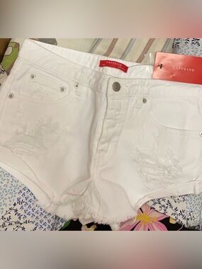 Women's White Distressed Denim Jean Shorts
